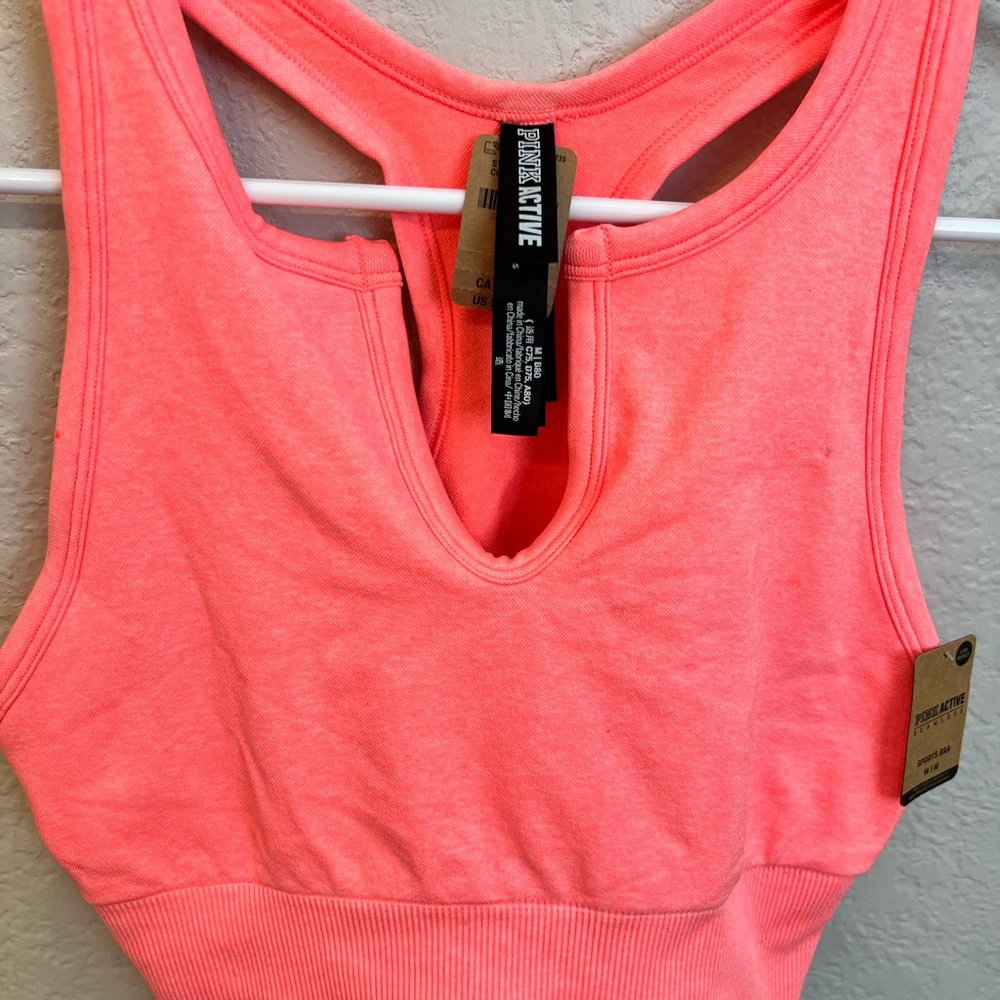 PINK Victoria's Secret Neon Coral Racerback Sports Bra